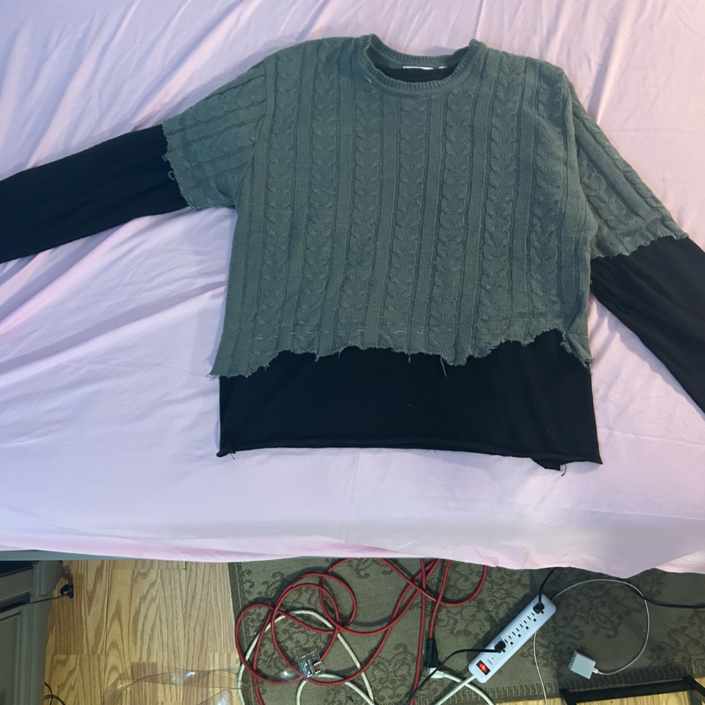 1 of 1 grayish green made by me and Black Cable Knit Sweater